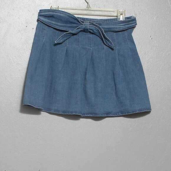 H:ours last dance soft denim tie belt skirt - Picture 1 of 7